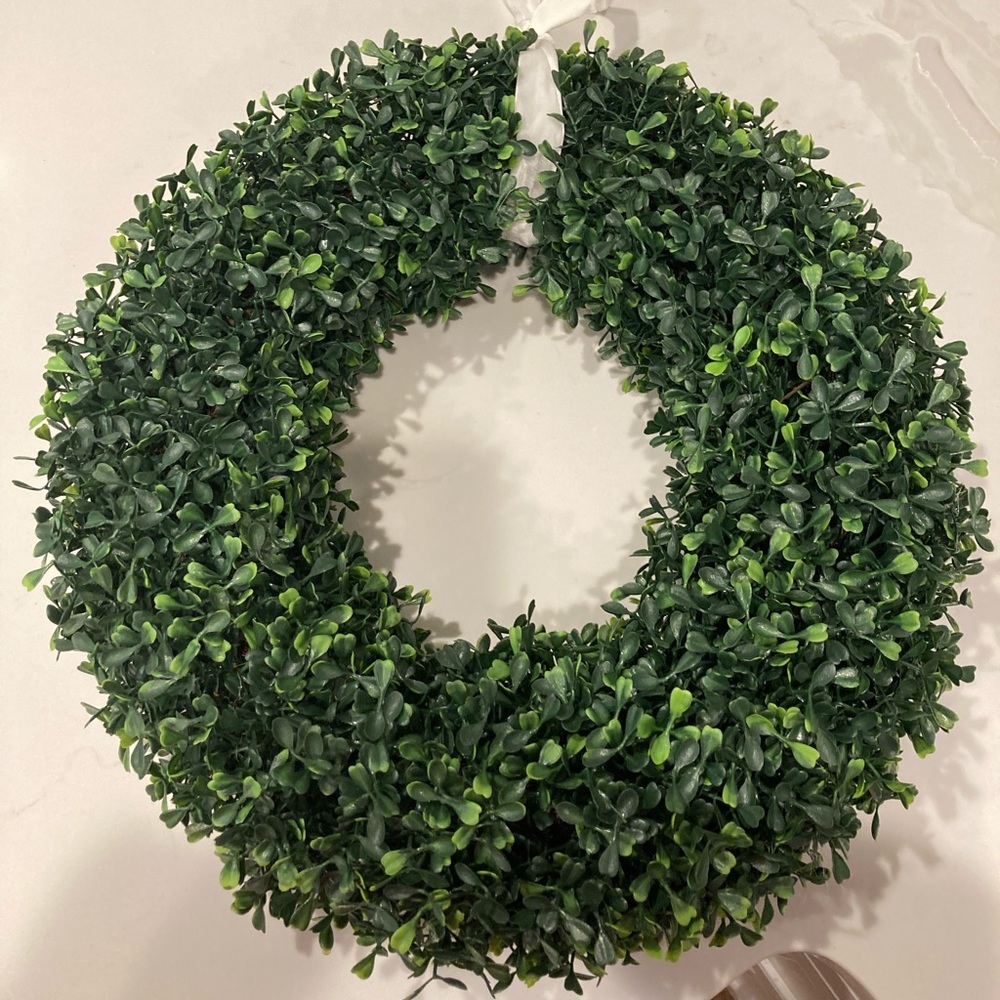 Boxwood wreath — all year, inside or outside